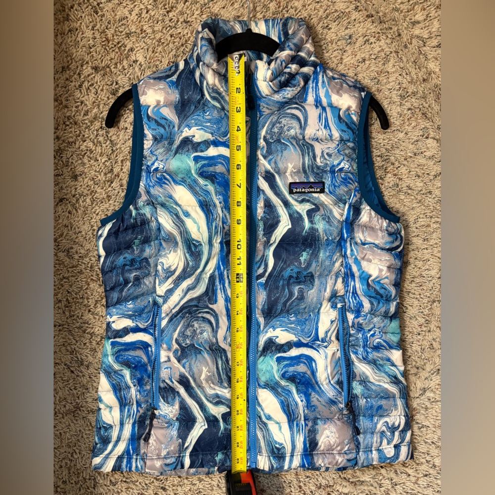Patagonia Lightweight Down Puffer Vest Rare Wave Print Size Small - Picture 11 of 11